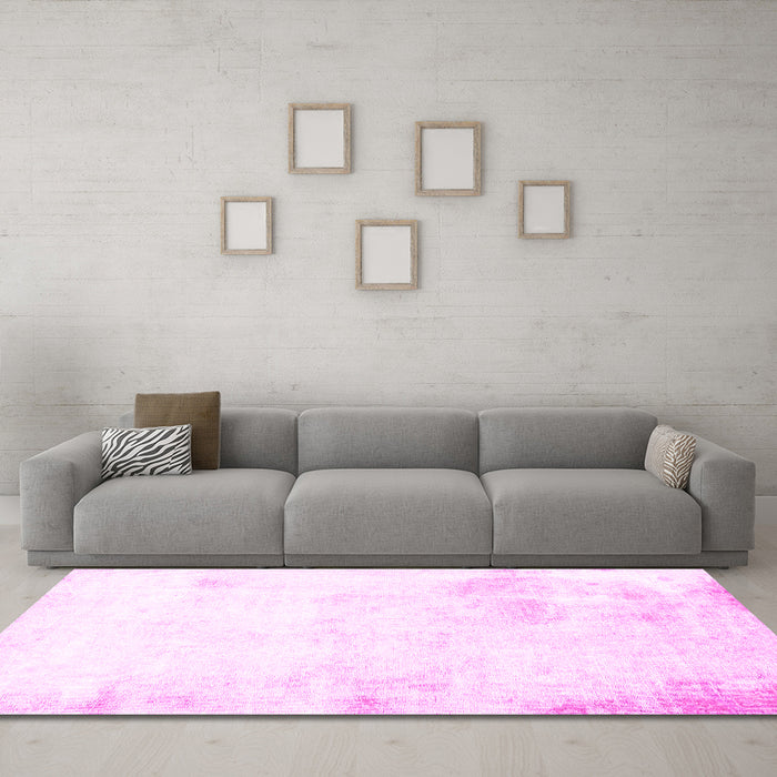 Machine Washable Abstract Pink Modern Rug in a Living Room, wshabs2049pnk