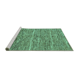 Sideview of Machine Washable Abstract Turquoise Modern Area Rugs, wshabs204turq