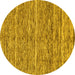 Round Machine Washable Abstract Yellow Modern Rug, wshabs204yw