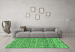 Machine Washable Abstract Emerald Green Modern Area Rugs in a Living Room,, wshabs204emgrn