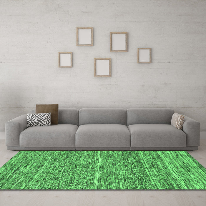 Machine Washable Abstract Emerald Green Modern Area Rugs in a Living Room,, wshabs204emgrn