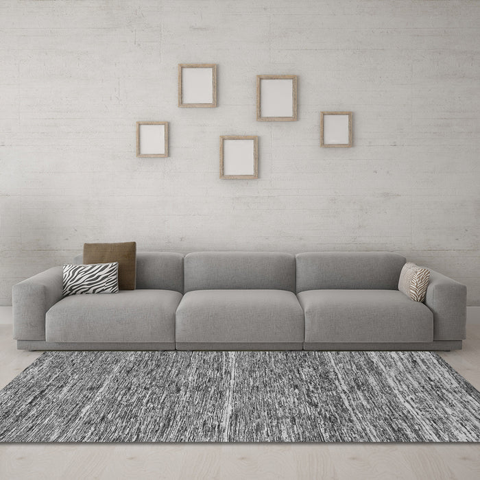 Machine Washable Abstract Gray Modern Rug in a Living Room,, wshabs204gry