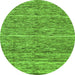 Round Machine Washable Abstract Green Modern Area Rugs, wshabs204grn