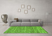 Machine Washable Abstract Green Modern Area Rugs in a Living Room,, wshabs204grn