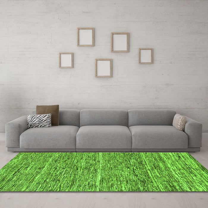 Machine Washable Abstract Green Modern Area Rugs in a Living Room,, wshabs204grn