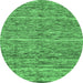 Round Abstract Emerald Green Modern Rug, abs204emgrn