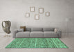 Machine Washable Abstract Turquoise Modern Area Rugs in a Living Room,, wshabs204turq