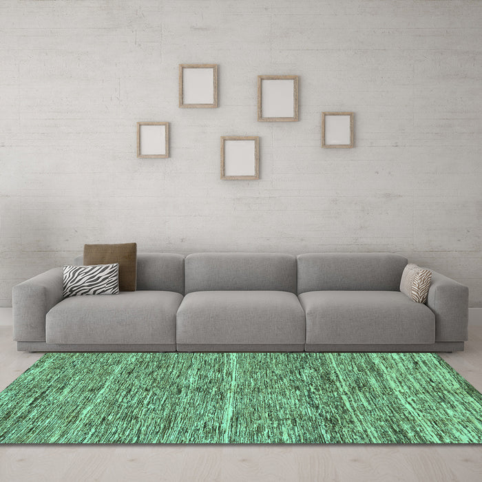 Machine Washable Abstract Turquoise Modern Area Rugs in a Living Room,, wshabs204turq