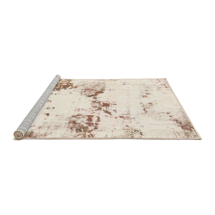 Sideview of Machine Washable Abstract Pastel Orange Rug, wshabs2050