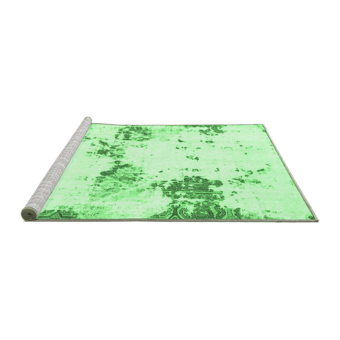 Sideview of Machine Washable Abstract Emerald Green Modern Area Rugs, wshabs2050emgrn