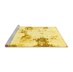 Sideview of Machine Washable Abstract Yellow Modern Rug, wshabs2050yw