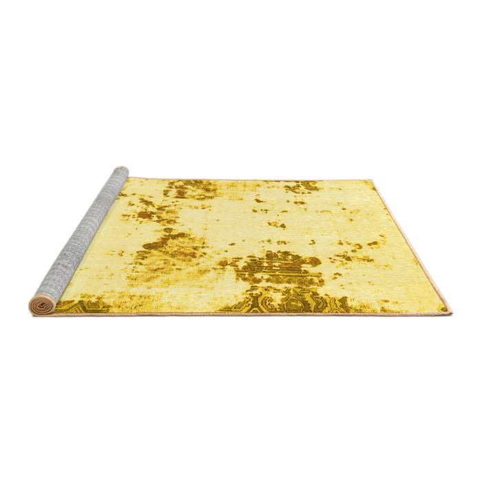 Sideview of Machine Washable Abstract Yellow Modern Rug, wshabs2050yw