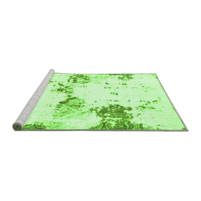 Sideview of Machine Washable Abstract Green Modern Area Rugs, wshabs2050grn