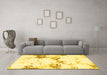 Machine Washable Abstract Yellow Modern Rug in a Living Room, wshabs2050yw