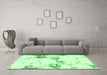 Machine Washable Abstract Emerald Green Modern Area Rugs in a Living Room,, wshabs2050emgrn