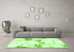 Machine Washable Abstract Green Modern Area Rugs in a Living Room,, wshabs2050grn