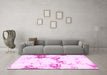 Machine Washable Abstract Pink Modern Rug in a Living Room, wshabs2050pnk