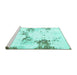 Sideview of Machine Washable Abstract Turquoise Modern Area Rugs, wshabs2050turq