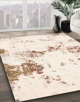 Machine Washable Abstract Pastel Orange Rug in a Family Room, wshabs2050