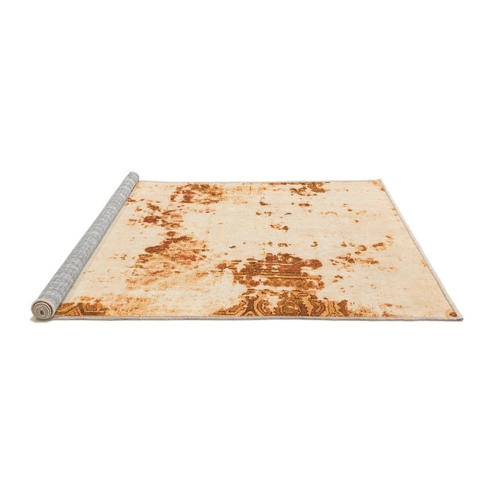 Sideview of Machine Washable Abstract Orange Modern Area Rugs, wshabs2050org