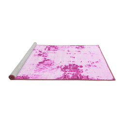 Sideview of Machine Washable Abstract Pink Modern Rug, wshabs2050pnk
