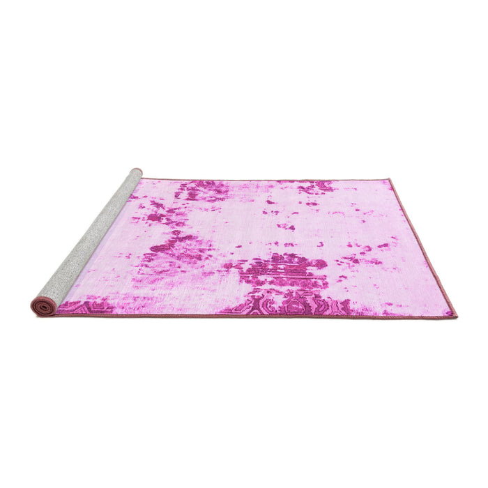 Sideview of Machine Washable Abstract Pink Modern Rug, wshabs2050pnk