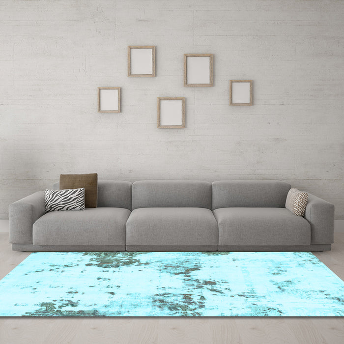 Machine Washable Abstract Light Blue Modern Rug in a Living Room, wshabs2050lblu