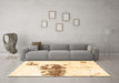 Machine Washable Abstract Brown Modern Rug in a Living Room,, wshabs2051brn