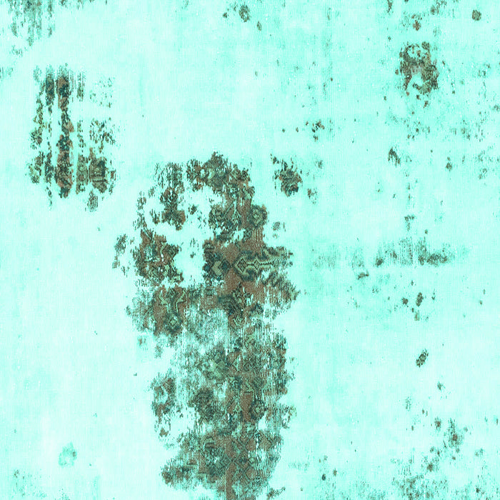 Square Machine Washable Abstract Turquoise Modern Area Rugs, wshabs2051turq