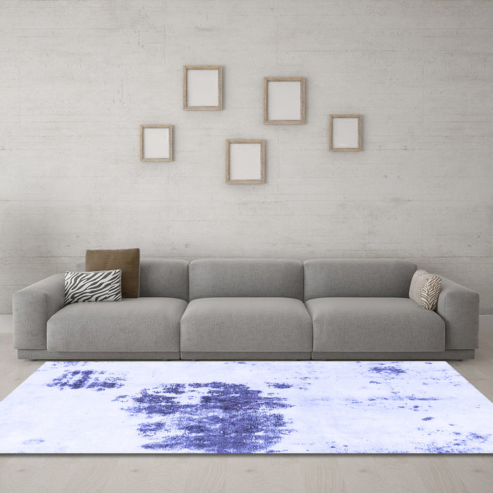 Machine Washable Abstract Blue Modern Rug in a Living Room, wshabs2051blu