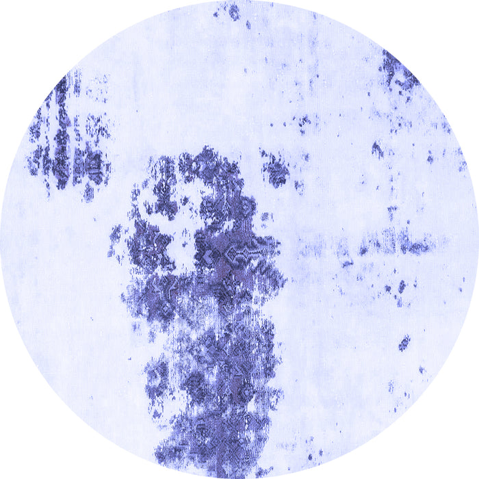 Round Machine Washable Abstract Blue Modern Rug, wshabs2051blu