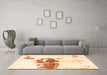 Machine Washable Abstract Orange Modern Area Rugs in a Living Room, wshabs2051org