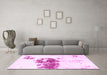 Machine Washable Abstract Pink Modern Rug in a Living Room, wshabs2051pnk