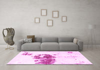 Machine Washable Abstract Pink Modern Rug, wshabs2051pnk