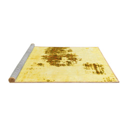 Sideview of Machine Washable Abstract Yellow Modern Rug, wshabs2051yw