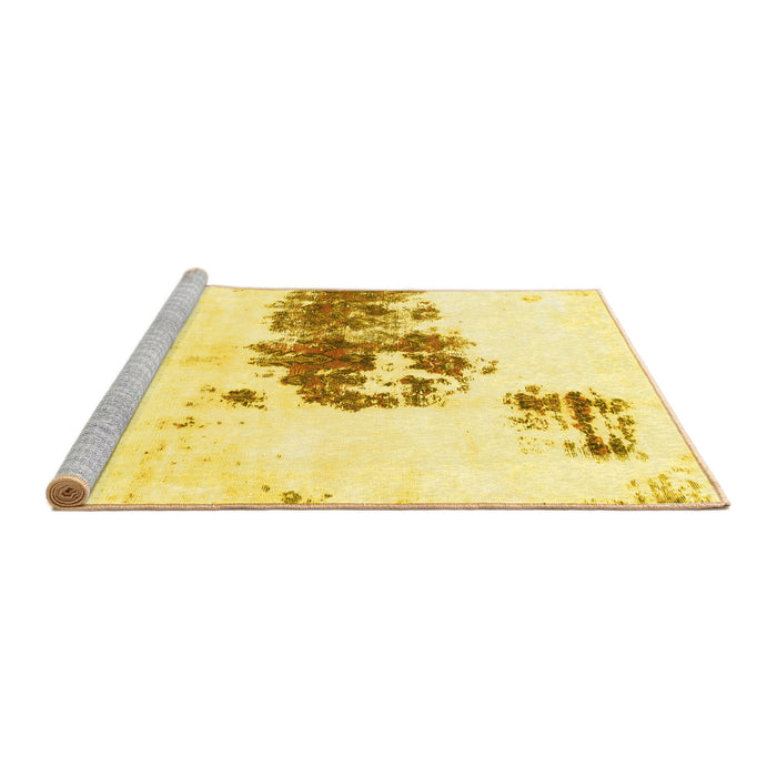 Sideview of Machine Washable Abstract Yellow Modern Rug, wshabs2051yw