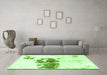 Machine Washable Abstract Green Modern Area Rugs in a Living Room,, wshabs2051grn