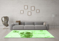 Machine Washable Abstract Green Modern Rug, wshabs2051grn