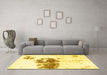 Machine Washable Abstract Yellow Modern Rug in a Living Room, wshabs2051yw