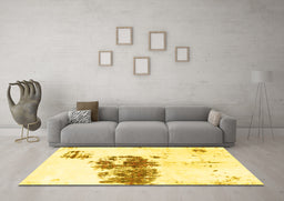 Machine Washable Abstract Yellow Modern Rug in a Living Room, wshabs2051yw
