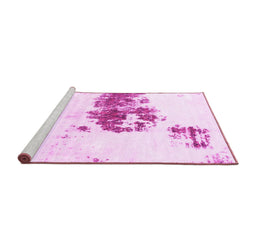 Sideview of Machine Washable Abstract Pink Modern Rug, wshabs2051pnk