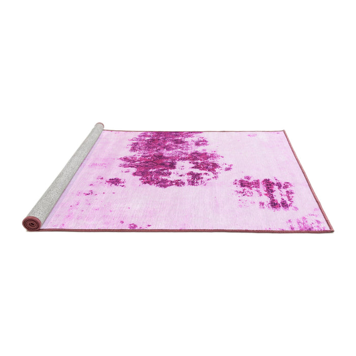 Sideview of Machine Washable Abstract Pink Modern Rug, wshabs2051pnk