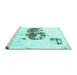 Sideview of Machine Washable Abstract Turquoise Modern Area Rugs, wshabs2051turq