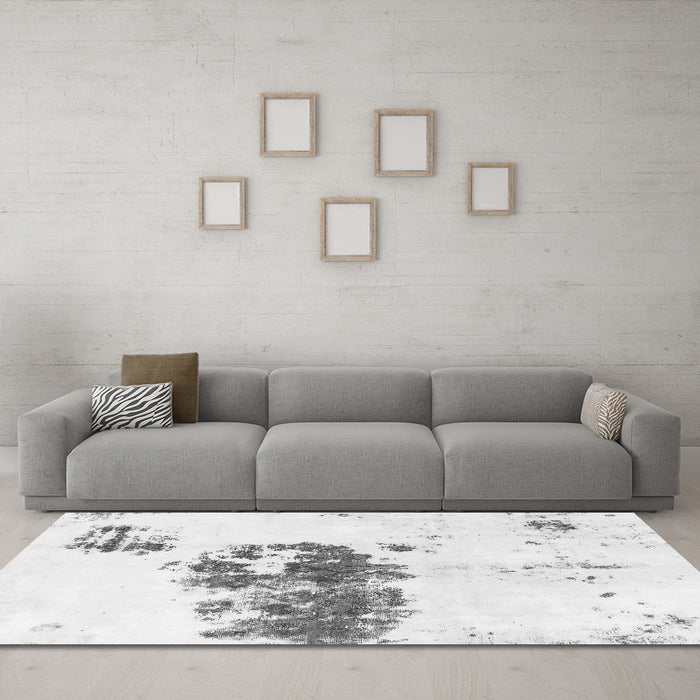 Machine Washable Abstract Gray Modern Rug in a Living Room,, wshabs2051gry