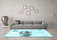 Machine Washable Abstract Light Blue Modern Rug, wshabs2051lblu