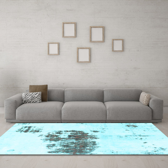 Machine Washable Abstract Light Blue Modern Rug in a Living Room, wshabs2051lblu