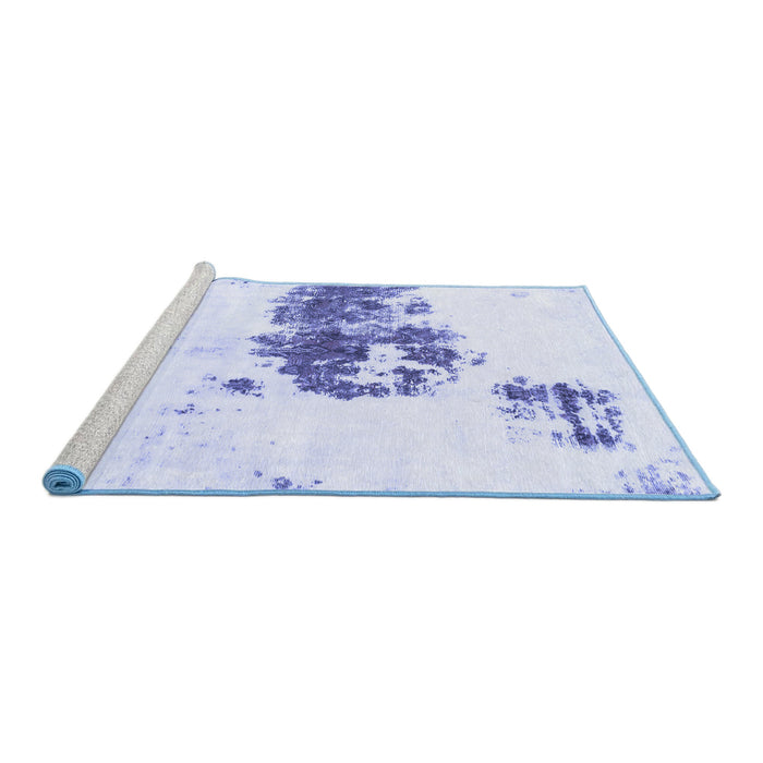Sideview of Machine Washable Abstract Blue Modern Rug, wshabs2051blu