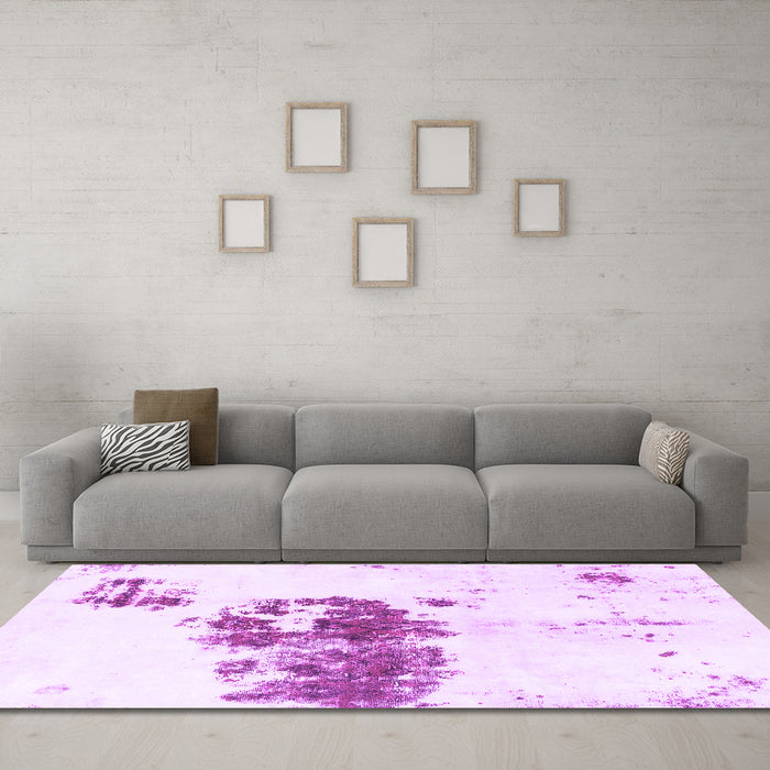Machine Washable Abstract Purple Modern Area Rugs in a Living Room, wshabs2051pur