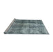 Sideview of Machine Washable Abstract Green Rug, wshabs2052