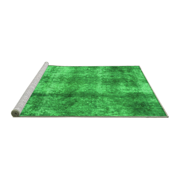 Sideview of Machine Washable Abstract Green Modern Area Rugs, wshabs2052grn